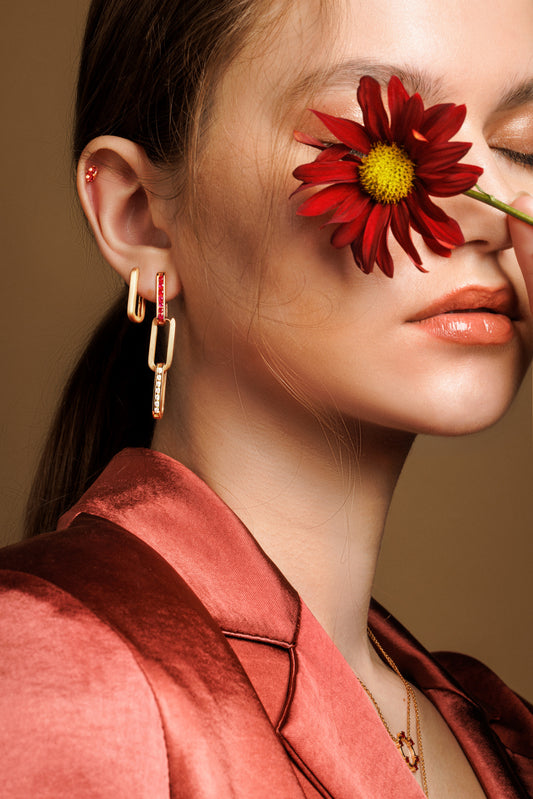 Gold Oval Single Hoop