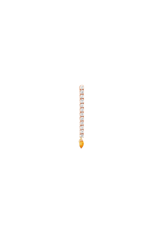 Orange Sapphire Marquise Drop Single Earring