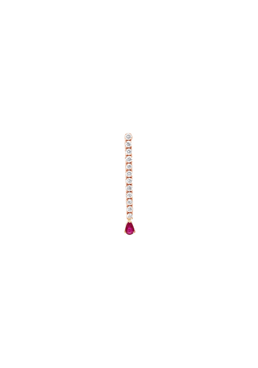 Ruby Pear Drop Single Earring