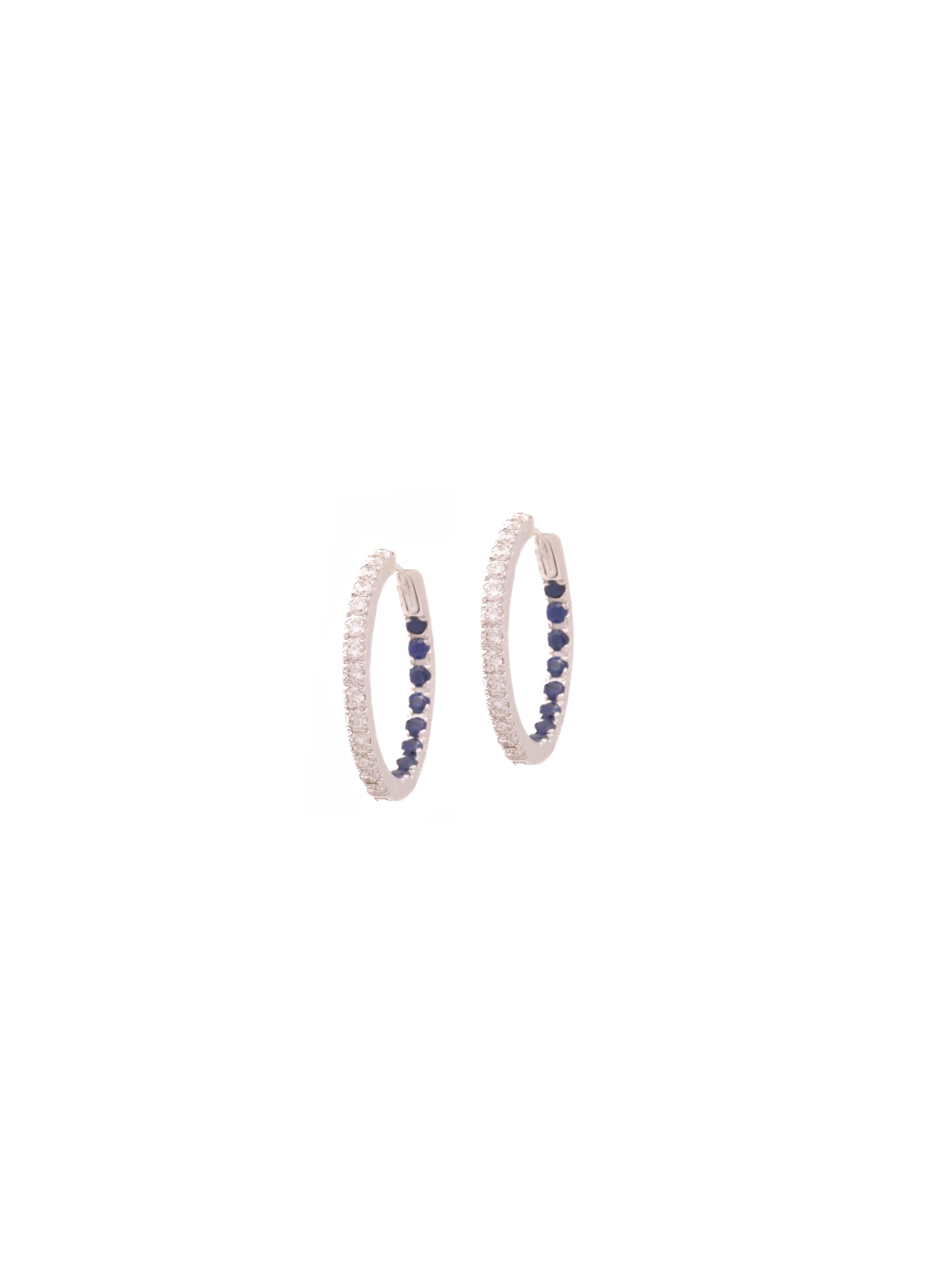 Blue Sapphire In and Out Hoops